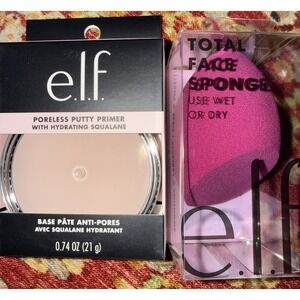 e.l.f. Poreless Putty Primer with Hydrating Squalane And‎ e.l.f. Face Sponge